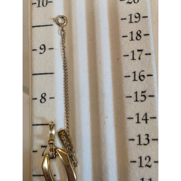 Monet Gold-Tone Link Bracelet With Safety Chain - Vintage Style Jewelry Accessor - Picture 5 of 10